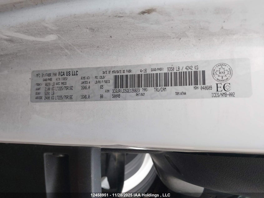 3C6URVJD5GE126823 2016 RAM PROMASTER CITY photo no. 8