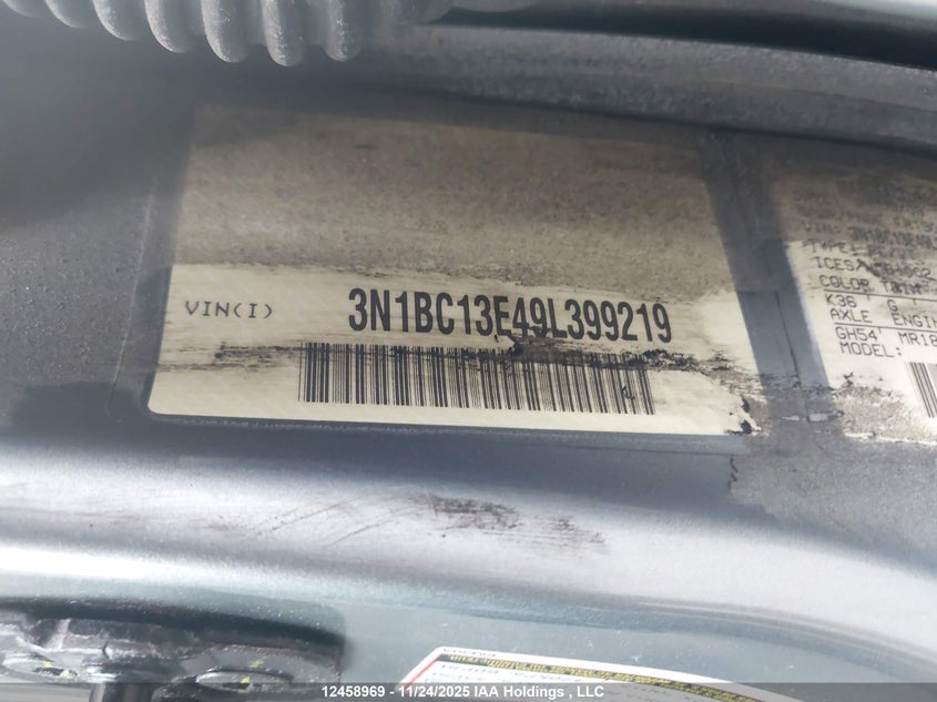 2009 Nissan Versa VIN: 3N1BC13E49L399219 Lot: 12458969