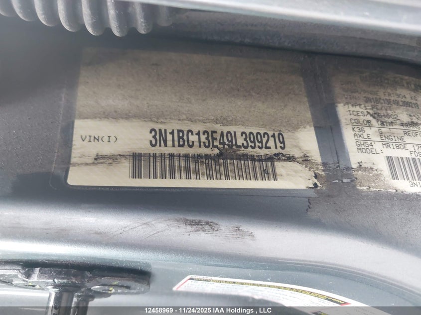 2009 Nissan Versa VIN: 3N1BC13E49L399219 Lot: 12458969