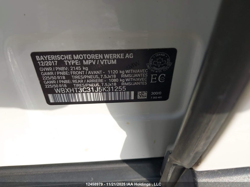 2018 BMW X1 xDrive28I VIN: WBXHT3C31J5K31255 Lot: 12458979