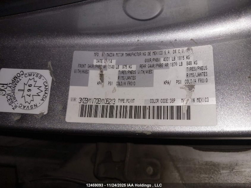 2014 Mazda 3 Touring VIN: 3MZBM1V70EM105213 Lot: 12459093