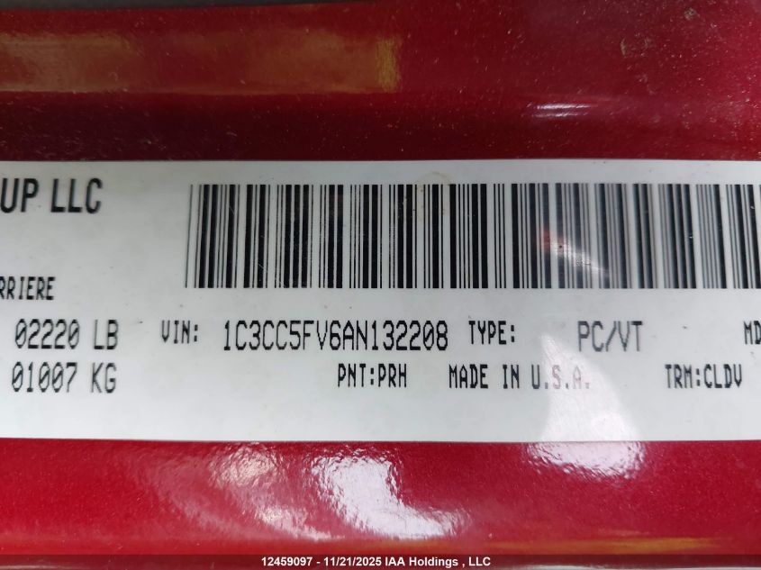 2010 Chrysler Sebring Limited VIN: 1C3CC5FV6AN132208 Lot: 12459097