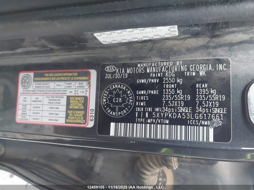 5XYPKDA53LG617661 2020 KIA SORENTO photo no. 18