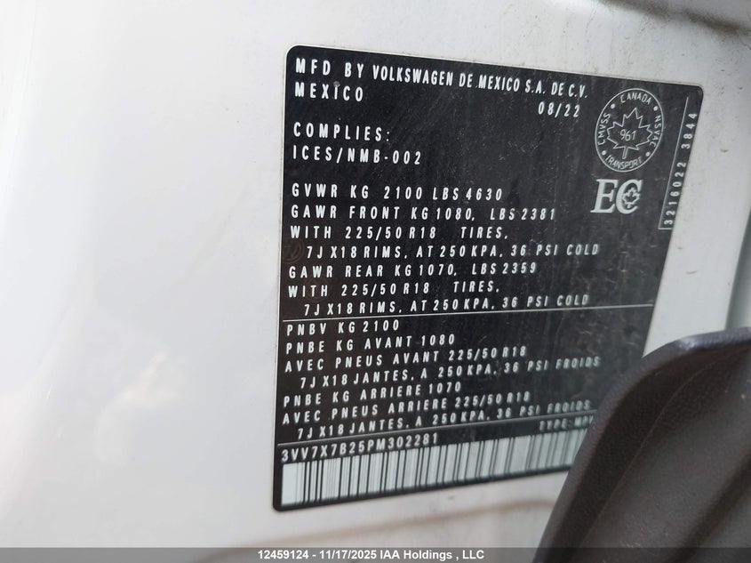 3VV7X7B25PM302281 2023 VOLKSWAGEN TAOS photo no. 9