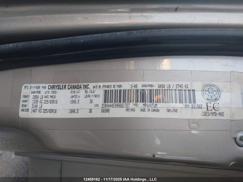 2009 Dodge Grand Caravan Se VIN: 2D8HN44E09R661727 Lot: 12459162