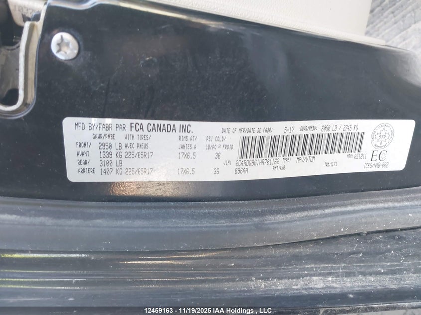 2C4RDGBG1HR701162 2017 DODGE CARAVAN photo no. 9