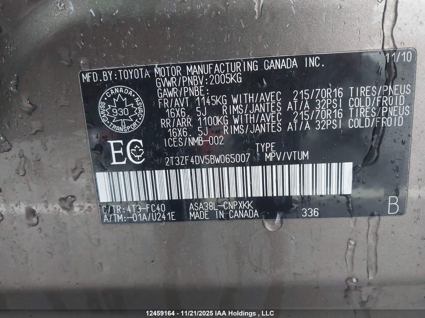 2T3ZF4DV5BW065007 2011 TOYOTA RAV 4 photo no. 9