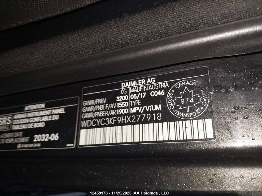2017 Mercedes-Benz G-Class VIN: WDCYC3KF9HX277918 Lot: 12459178