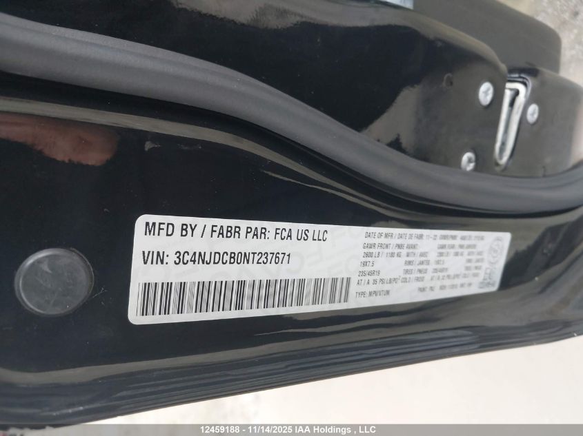 2022 Jeep Compass Limited VIN: 3C4NJDCB0NT237671 Lot: 12459188