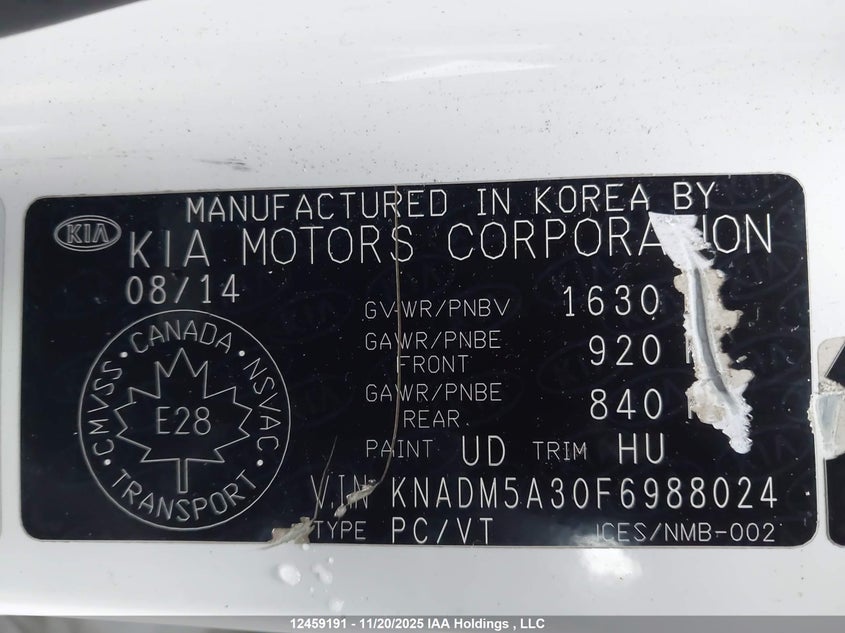 2015 Kia Rio Lx VIN: KNADM5A30F6988024 Lot: 12459191