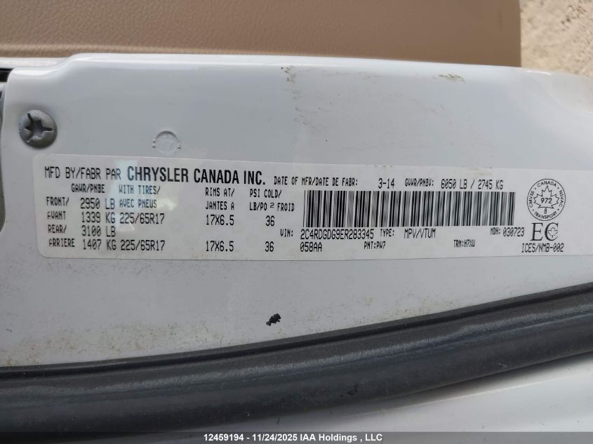 2014 Dodge Grand Caravan Crew VIN: 2C4RDGDG9ER283345 Lot: 12459194