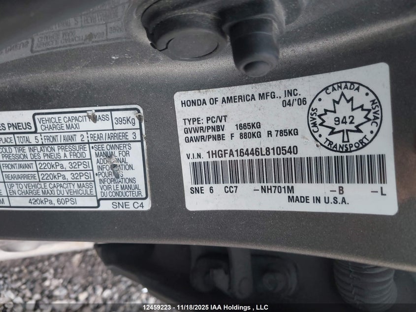 1HGFA16446L810540 2006 HONDA CIVIC photo no. 9