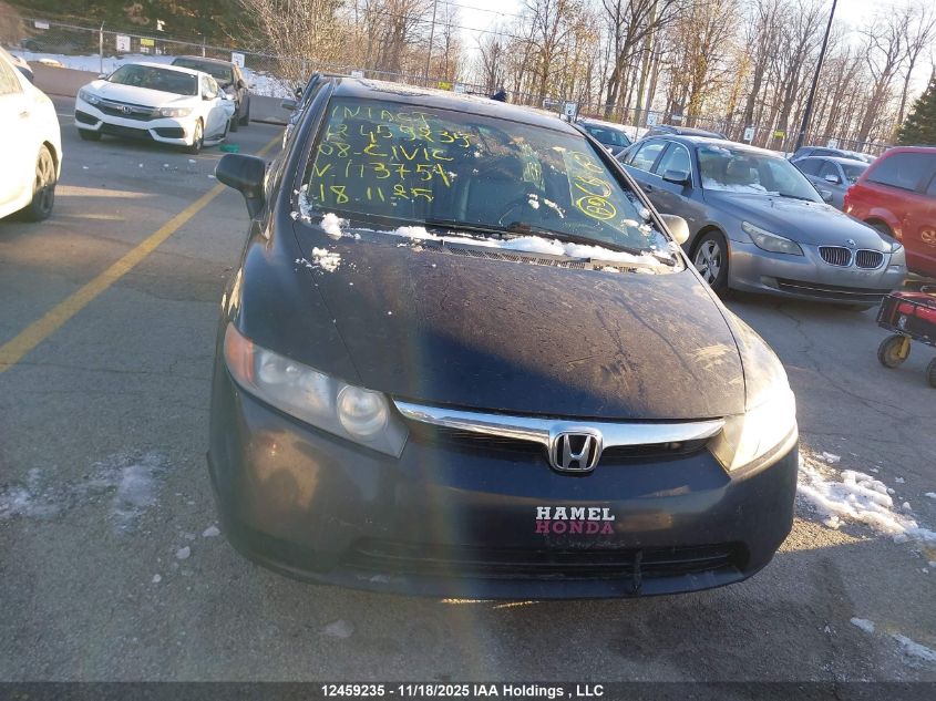 2008 Honda Civic VIN: 2HGFA16908H113751 Lot: 12459235