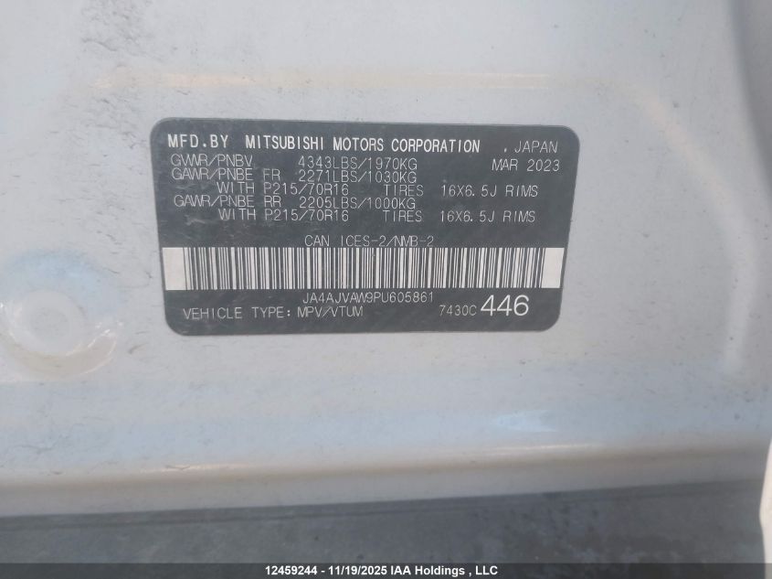 2023 Mitsubishi Rvr Gt/Le/Se/Sel VIN: JA4AJVAW9PU605861 Lot: 12459244