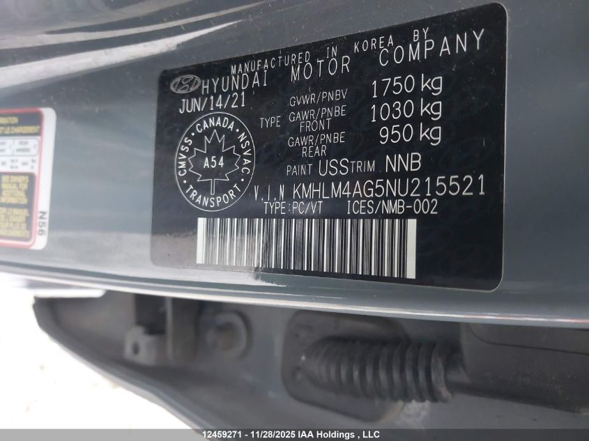 2022 Hyundai Elantra Preferred Ivt With Sun And Tech Package VIN: KMHLM4AG5NU215521 Lot: 12459271