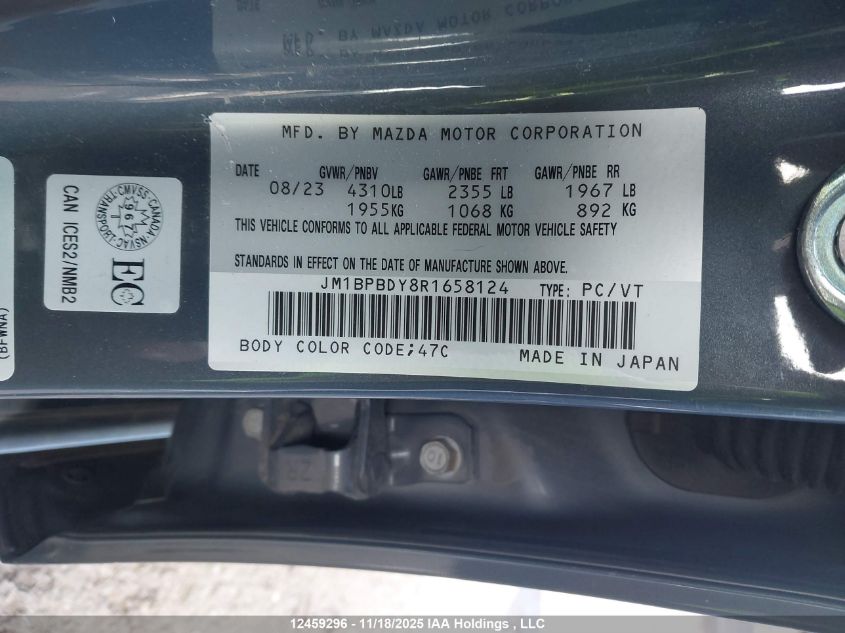 2024 Mazda 3 Gt VIN: JM1BPBDY8R1658124 Lot: 12459296