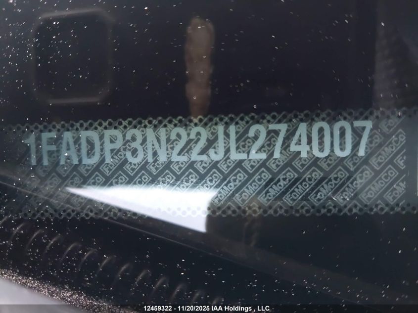 2018 Ford Focus Titanium VIN: 1FADP3N22JL274007 Lot: 12459322