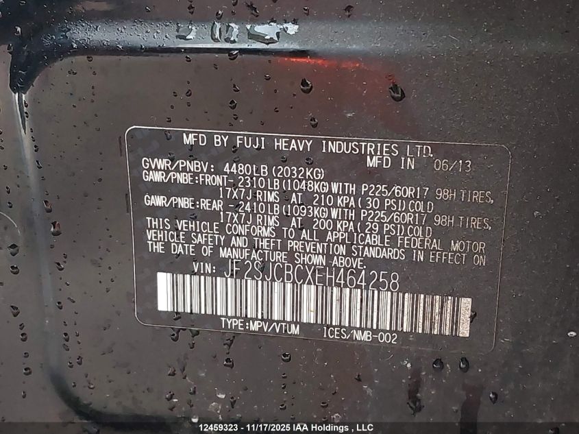 2014 Subaru Forester 2.5I Premium VIN: JF2SJCBCXEH464258 Lot: 12459323