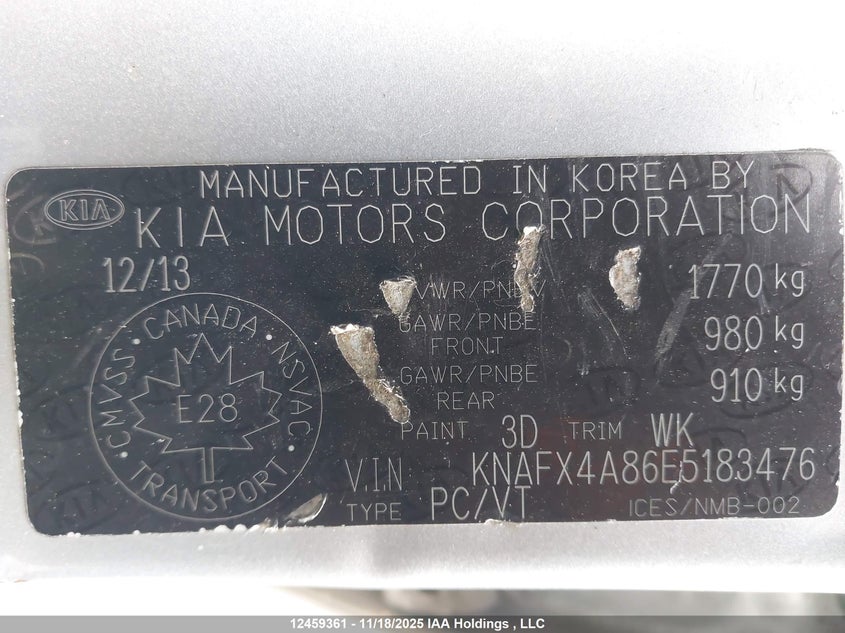 2014 Kia Forte Ex VIN: KNAFX4A86E5183476 Lot: 12459361