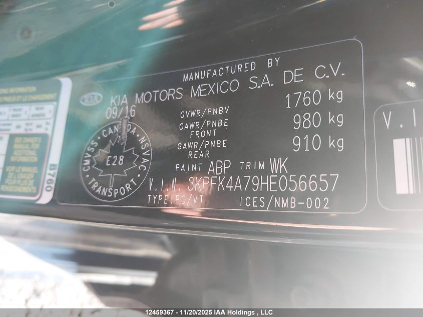 2017 Kia Forte Ex/Ex Luxury/Ex+/Lx/Lx+ VIN: 3KPFK4A79HE056657 Lot: 12459367