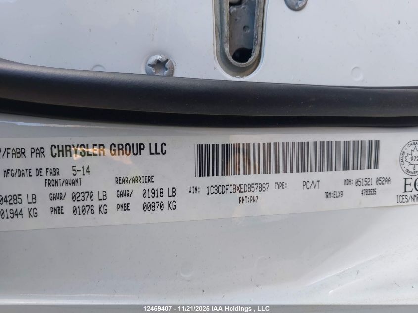 2014 Dodge Dart Limited VIN: 1C3CDFCBXED857867 Lot: 12459407