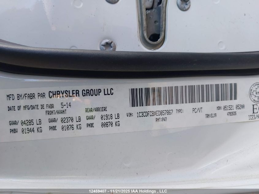 2014 Dodge Dart Limited VIN: 1C3CDFCBXED857867 Lot: 12459407