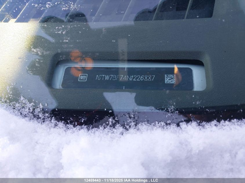 2022 GMC Savana 2500 Work Van VIN: 1GTW7BF74N1226887 Lot: 12459443