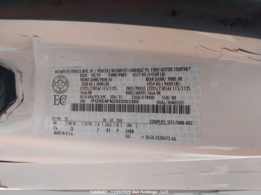 2025 Ford Econoline VIN: 1FDXE4FN2SDD03380 Lot: 12459457