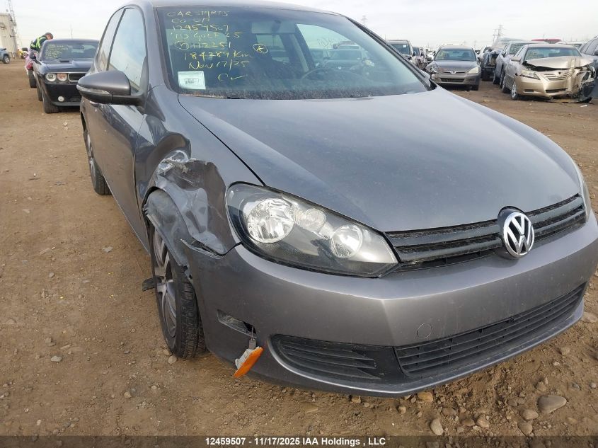 2010 Volkswagen Golf 2.5L Sportline/2.5L Trendline VIN: WVWBA7AJXAW112521 Lot: 12459507