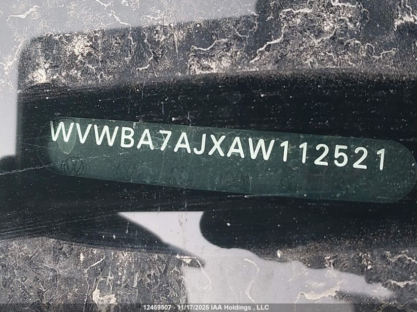 2010 Volkswagen Golf 2.5L Sportline/2.5L Trendline VIN: WVWBA7AJXAW112521 Lot: 12459507