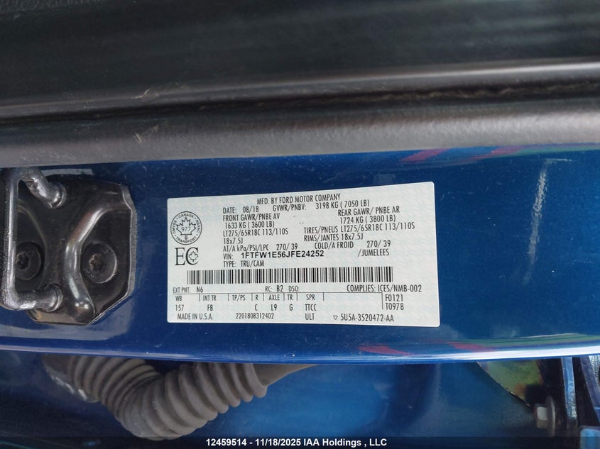 1FTFW1E56JFE24252 2018 FORD F-150 photo no. 9
