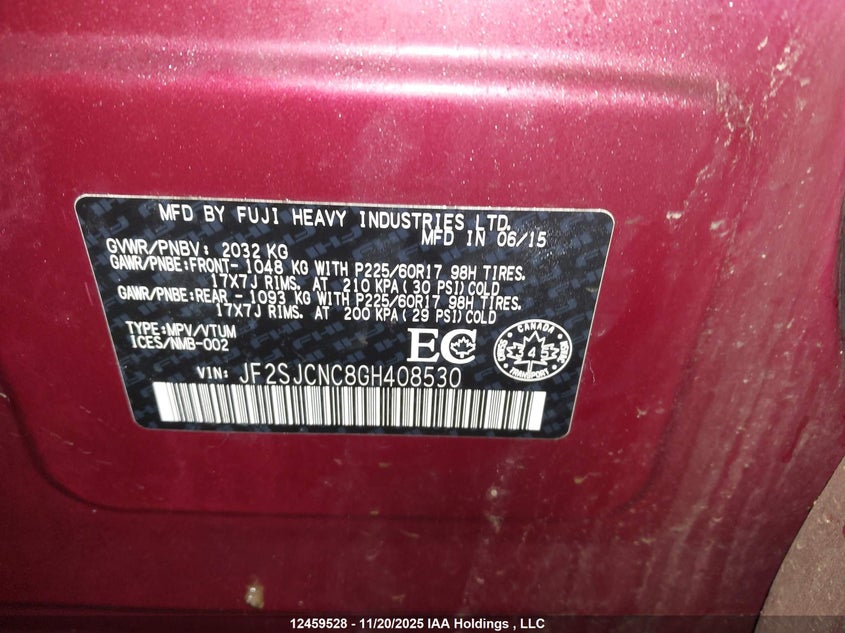 JF2SJCNC8GH408530 2016 SUBARU FORESTER photo no. 9