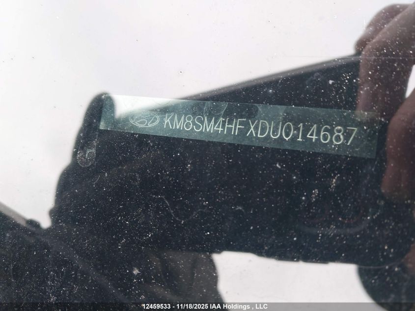 2013 Hyundai Santa Fe Xl VIN: KM8SM4HFXDU014687 Lot: 12459533