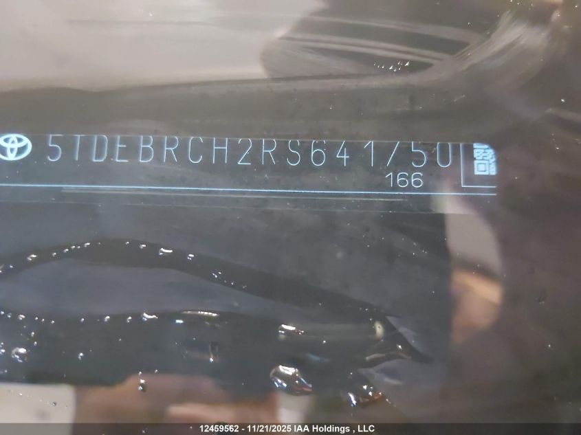 2024 Toyota Highlander Hybrid Limited/Hybrid Platinum VIN: 5TDEBRCH2RS641750 Lot: 12459562