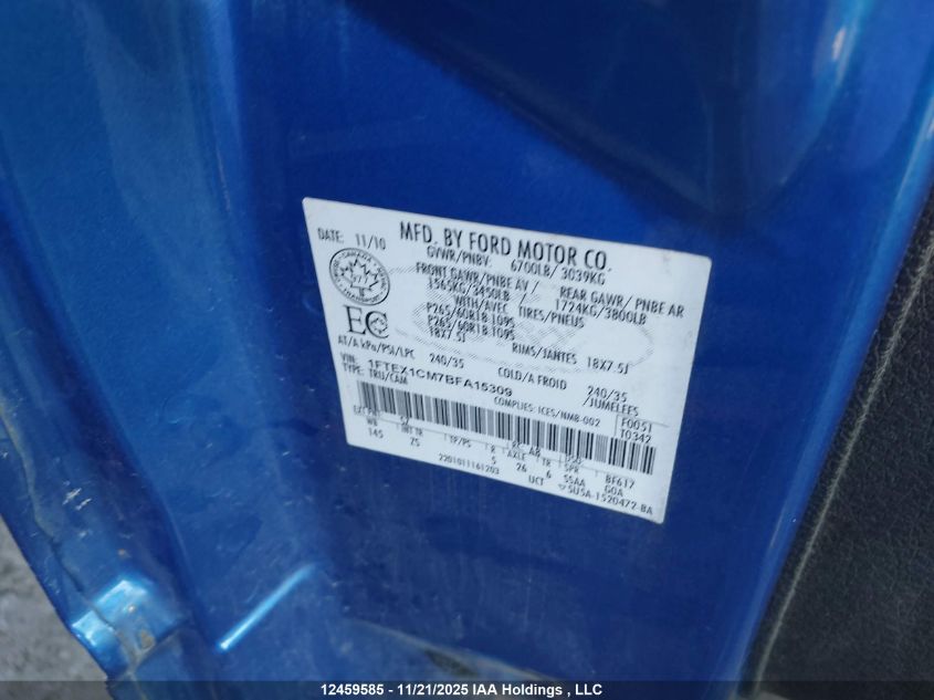 2011 Ford F-150 Xlt VIN: 1FTEX1CM7BFA15309 Lot: 12459585