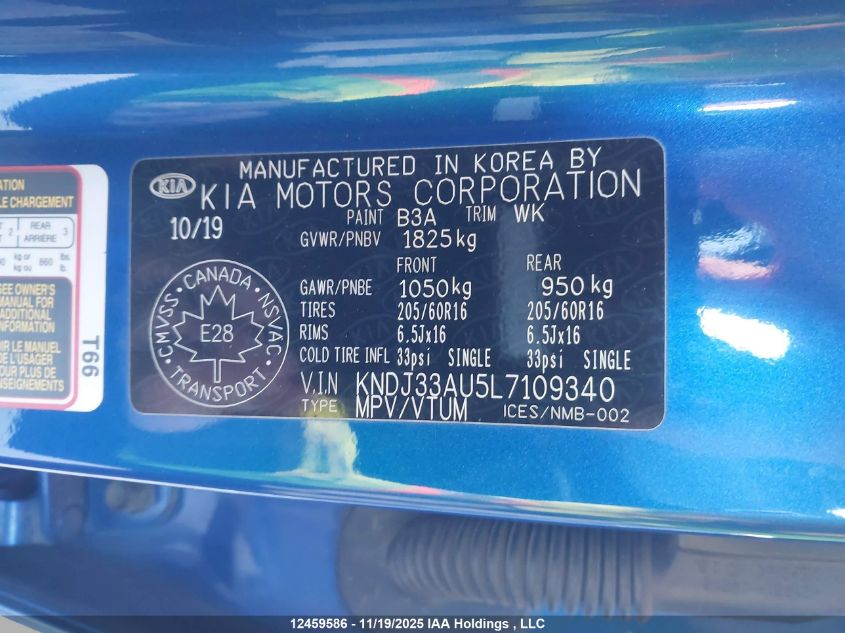 2020 Kia Soul Ex/Ex Anniversary Edition/Ex Limited/Ex Premium/Ex+/Gt-Line Limited/Gt-Line Premium VIN: KNDJ33AU5L7109340 Lot: 12459586