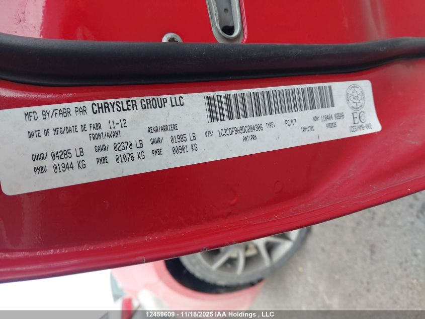 2013 Dodge Dart Sxt VIN: 1C3CDFBH9DD204306 Lot: 12459609