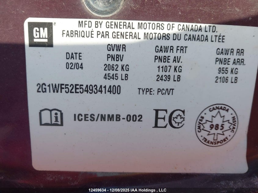 2G1WF52E549341400 2004 CHEVROLET IMPALA photo no. 18