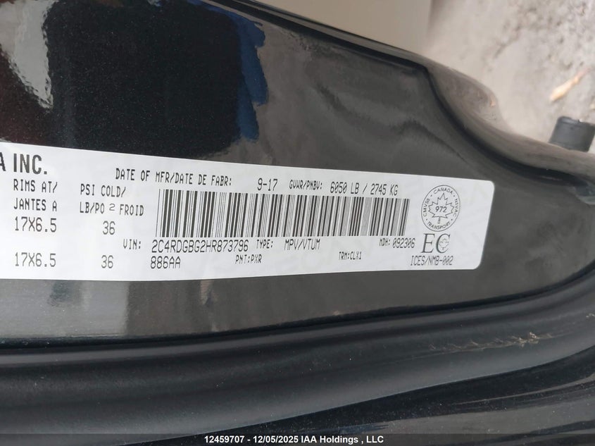 2C4RDGBG2HR873796 2017 DODGE CARAVAN photo no. 9