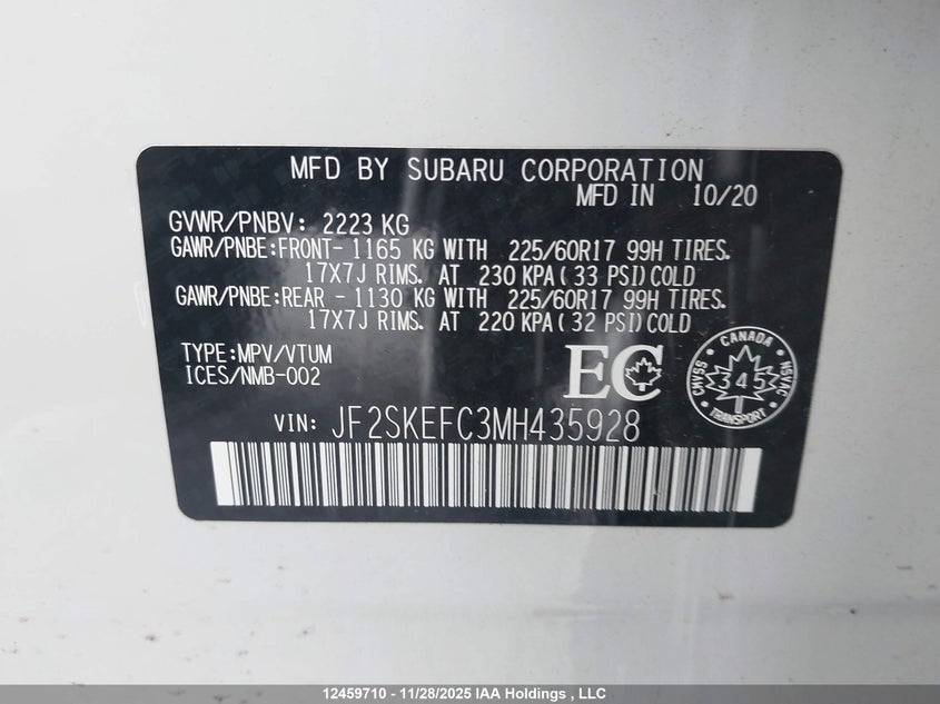 JF2SKEFC3MH435928 2021 SUBARU FORESTER photo no. 9