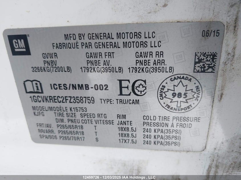 1GCVKREC2FZ358759 2015 CHEVROLET SILVERADO photo no. 19