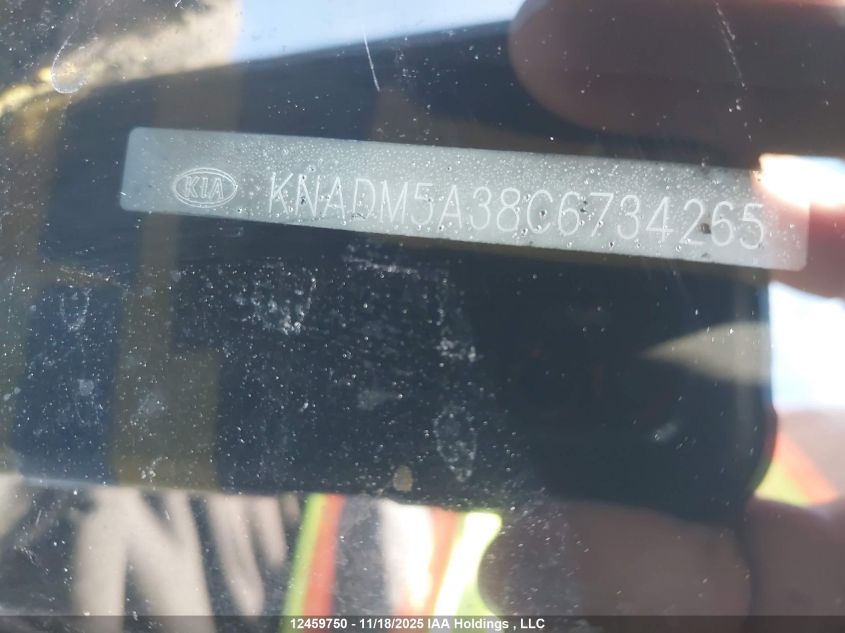 2012 Kia Rio Ex/Lx/Lx+/Sx VIN: KNADM5A38C6734265 Lot: 12459750