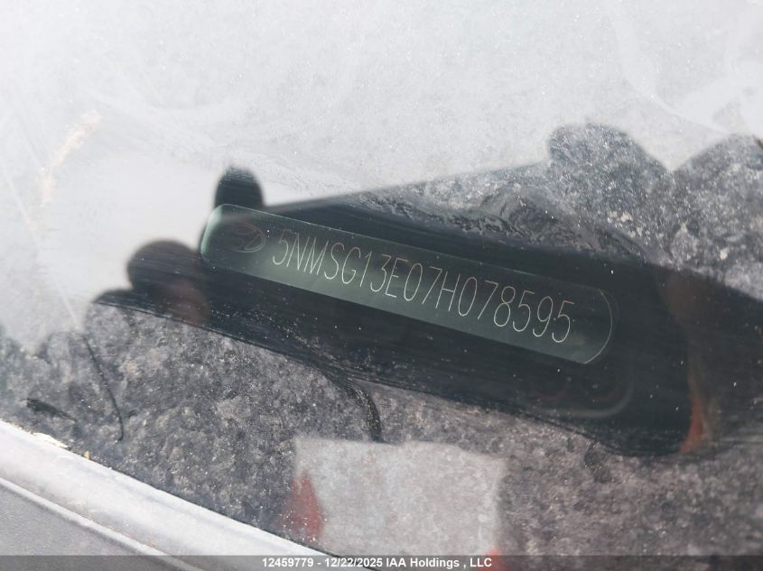 2007 Hyundai Santa Fe Gl V6 VIN: 5NMSG13E07H078595 Lot: 12459779