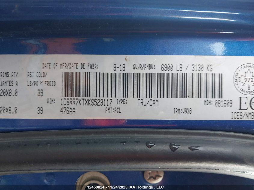 2019 Ram 1500 Classic Tradesman VIN: 1C6RR7KTXKS523117 Lot: 12459824