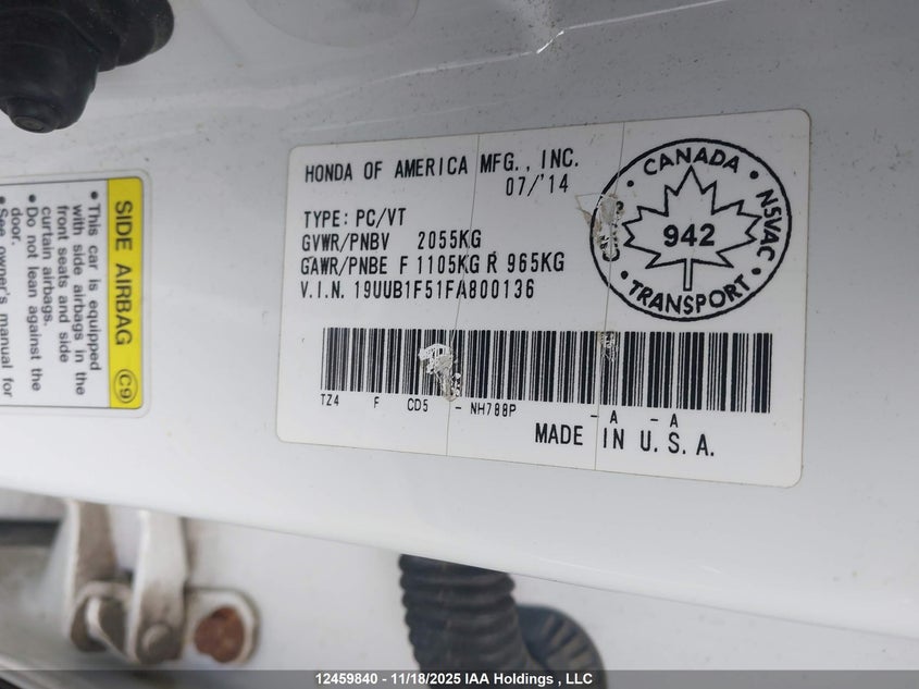 2015 Acura Tlx Tech VIN: 19UUB1F51FA800136 Lot: 12459840