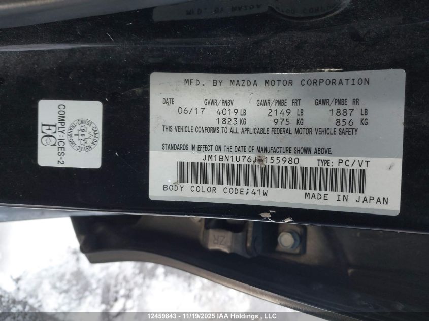 2018 Mazda 3 Sport VIN: JM1BN1U76J1155980 Lot: 12459843