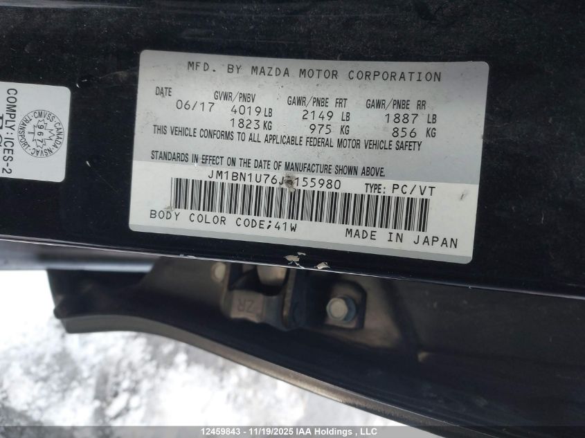 2018 Mazda 3 Sport VIN: JM1BN1U76J1155980 Lot: 12459843