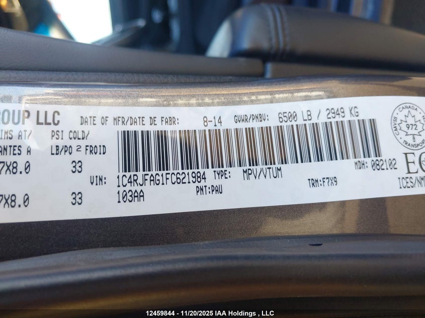 1C4RJFAG1FC621984 2015 JEEP GRAND CHEROKEE photo no. 9