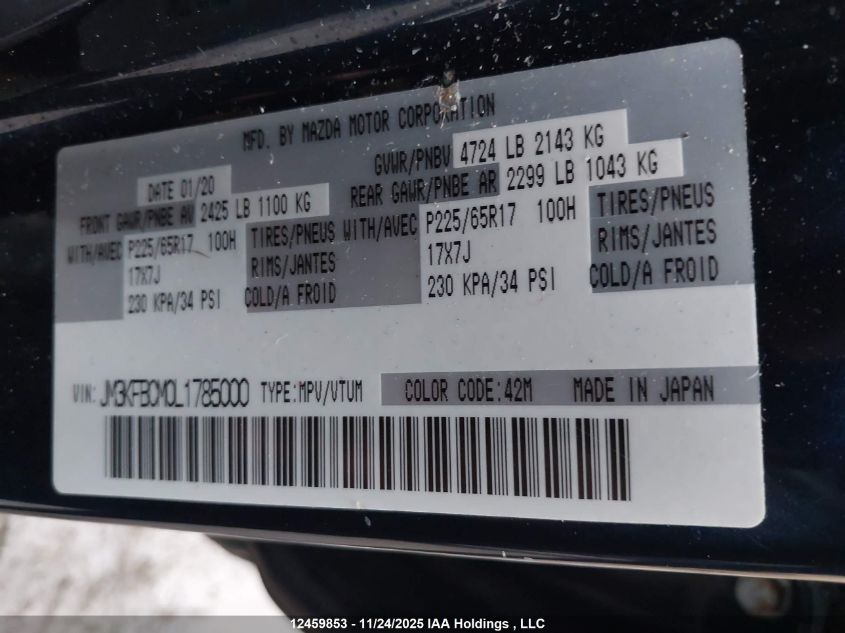 2020 Mazda Cx-5 Gs VIN: JM3KFBCM0L1785000 Lot: 12459853