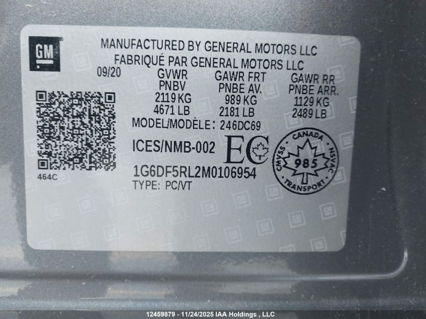 2021 Cadillac Ct4 Premium Luxury VIN: 1G6DF5RL2M0106954 Lot: 12459879